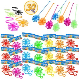 30 Pcs Sticky Spider Webs - Funny as Sticky Hands，Fun Party Favors, Goodie Bag Fillers, Novelty Sensory Toys For Kids, Bulk Sticky Stretch Toys For Birthday Party Decorations & Classroom Prizes