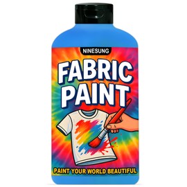 ninesung Sky Blue Fabric Paint for Clothes, Non-Toxic Acrylic Textile Paint for T-Shirts, Shoes, Clothing, Jeans, Bags, DIY Projects & Art - Vibrant & Wash-Resistant (Sky Blue,10.5 Fl Oz)