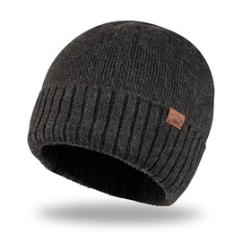 Dockers Men's Brushed Wide Ribbed Cuff Beanie, Brushed Black, One Size