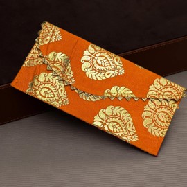 Handcrafted Traditional Money Holders – Elegant Gift Covers for Weddings, Anniversaries, and Festive Gifting (Orange)