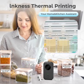 Phomemo Phomemo D30 Etikettendrucker - Mini Etikettiergerät Beschriftungsgerät Selbstklebend Bluetooth Label Printer mit 5 Rollen etikettenpapier Geschenkbox,Label Drucker Geeignet für Haushalt und Büro-Grau