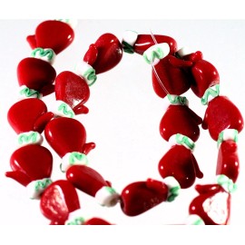 Beadsmith Bead, 20 Lampworked Glass Red & Green 19x16mm Christmas Mittens w/ 1.5-2mm Hole*