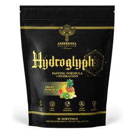 Ambrosia Hydroglyph Intraworkout Formula w/BCAA + EAA + Electrolytes Hydration Powder to Protect Lean Muscle, 0g Sugar Fasting Hydration Drink Mix, Made w/Coconut Water (Fruit Punch)