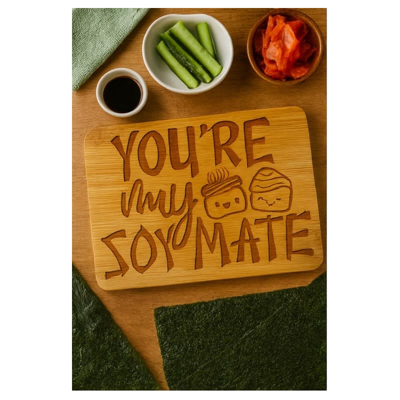 Sushi Kawaii Cute Designs Wooden Cutting Board, Kitchen Serving Board