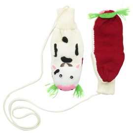Kidorable Girls' Little Cow Mittens, White, Medium (Ages 6-8)