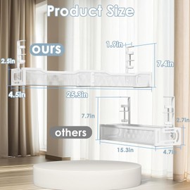 Under Desk Cable Management Tray, 25'' Metal Cable Management Under Desk No Drill, Wire Management Tray with Clamp, Cord Organizer for Home Office, White