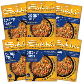 Sukhi's Indian Curry Sauce - Coconut Curry Sauce 3oz (Pack of 6) 84 Servings - Gluten Free Indian Sauce Indian Simmer Sauce