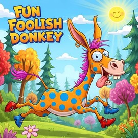 Fun Foolish Donkey: Coloring Book for kids, 50 image bold and easy funny design style manga for cheldren girls and boys âges+4 years, cute animals