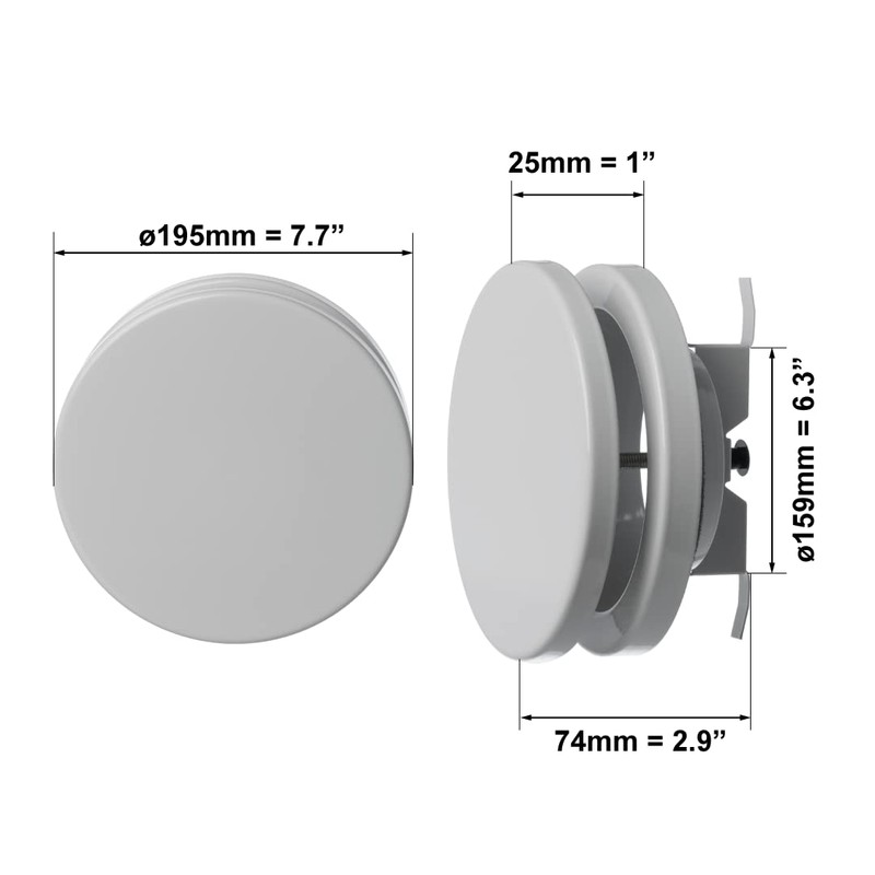 Diameter 160 mm supply air valve, plate valve, ceiling valve,