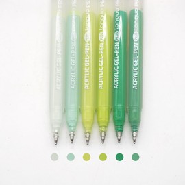 Yolaka Acrylic Gel Pens for Coloring Books, Quick Dry 6 Pcs 1.0mm Fine Point Gel Marker Pen for Drawing, Journaling Art, School Supplies, Green-2