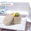TOPBATHY Round Basket with Lid Decorative Basket Organising Basket Cotton