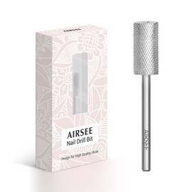 AIRSEE Tungsten Carbide Acrylic Nail Drill Bit Efile Electric File Machine Head Tip for Manicure Polishing Art Remove Gel 3/32" 2 Way Professional Tech Flat Top Cylinder Barrel Fine-F