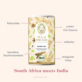 Rooibos Chai Tea, Organic Herbal and Spice Tea with Cinnamon, Ginger and Cloves - 300 g