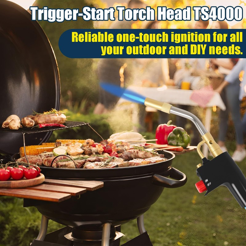 Trigger-Start Torch Head, High Intensity Flame Torch Head TS4000, MAPP/Propane