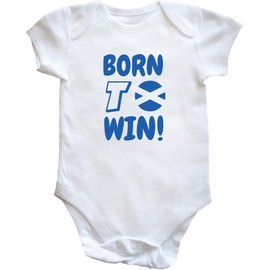Hippowarehouse Born to Win Football World Cup Scotland Baby Vest Bodysuit (Short Sleeve) Boys Girls White