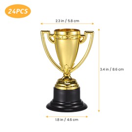 24pcs Gold Award Trophy 3.3 Inch Mini Trophies for Kids Party Favors Competitions Rewards Prizes