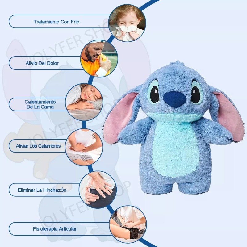 JZ Peluche Stitch Bolsa Agua Caliente Para Colicos Menstruales