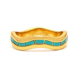 Pura Vida Rings Turquoise Stone Tides Statement Ring Boho Jewelry - Silver/Gold, Size 6-9, Brass, No Gemstone