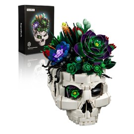 Succulent Skull Planter Flowers Building Set, Botanical Skeleton Pot Collection Building Kit, Horror Plants Home Office Table Decoration Blocks Toys for Adults, Gift for Birthday Mother's Day