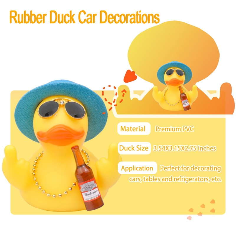 CoFuBcad 2.75" Yellow Duck Dashboard Decoration, Duck Car Ornament Cute