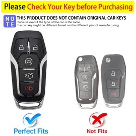 Syodiesn for Ford Key Fob Cover Soft TPU with Leather Keychain Key Shell Full Protective Cover Smart Remote Key Fob Case for Ford Lincoln MKZ MKC MKX Fusion Mustang F150 Edge Explorer 5 Button, Silver