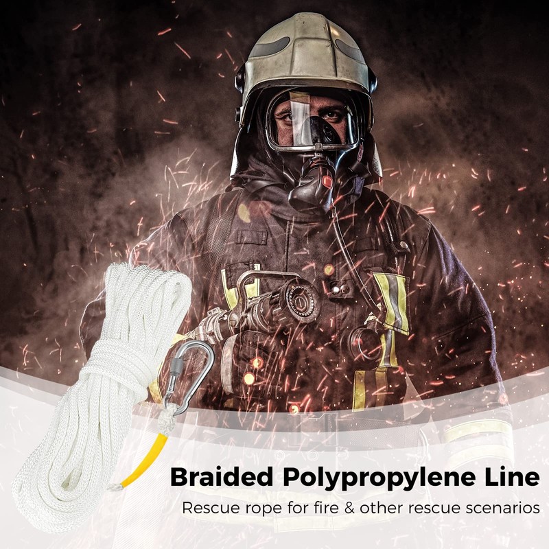 Homaisson 15 M/50 Ft Braided Polypropylene Line with Spring Hook