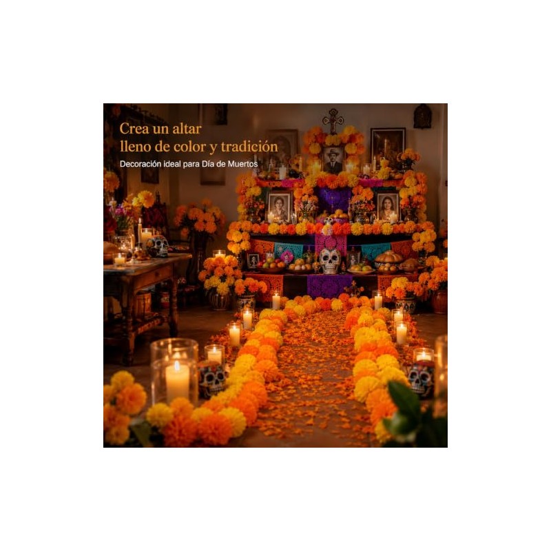 50 Cabezas de Caléndula Artificiales de Seda, Flores Decorativas para