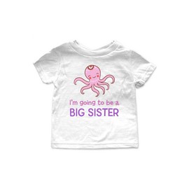 cuteandfunnykids I'm Going to be a Big Sister - Octopus Design - Baby Birth Pregnancy Announcement T-Shirt (2T Toddler Shirt, White)