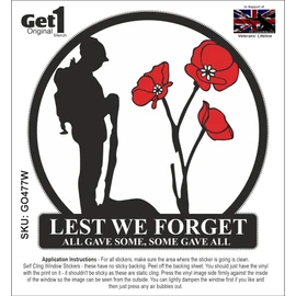 Poppy Car Window Sticker with Soldier and 3 Poppies - in Support of Veterans Lifeline - All Gave Some, Some Gave All