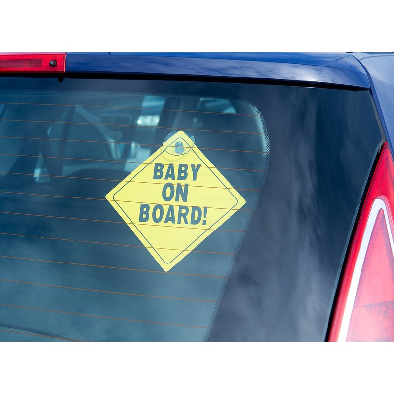 infactory Car Window Signs: Baby on Board Sign with Suction