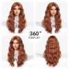 OUFEI Auburn Long Wavy Wig for Women with Curtain Fringe