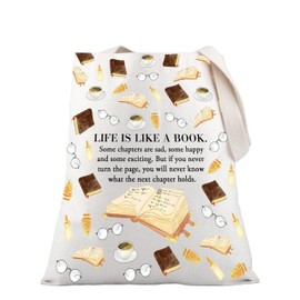 PLITI Funny Book Lover Tote Bag Library Gift Literature Gift Bookworm Gift Book Club Inspirational Quote Shoulder Bag (Life Like Book TGU)