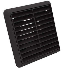 Kair Black Louvred Grille 155mm External Dimension with Round 100mm - 4 inch Rear Spigot Wall Ducting Air Vent