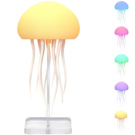 Floating Jellyfish Light Lamp - Voice Control RGB Gradient Moving Tentacles Flying Jelly Fish Bedside Table Lamp - Rechargeable Touch Sensor Hanging LED Dancing Jellyfish Night Lamps for Kids Adults