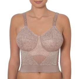 2202 Longline Wireless Bra | Extra-Firm Shapewear Support | Made in USA | Expandable Cups & Posture Back | Mocha 40D