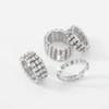 Jumwrit Rhinestone Rings Set Multi Row Rings Silver All-Around Band