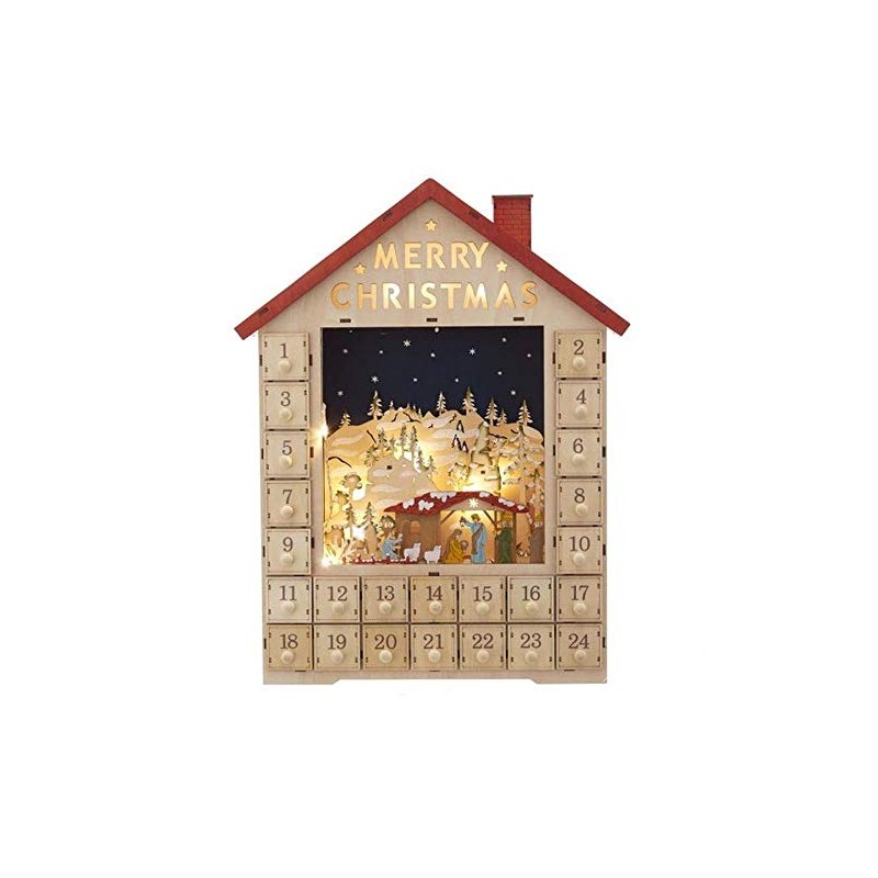 Kurt S. Adler 19-Inch Battery-Operated Light-Up Advent Calendar House with