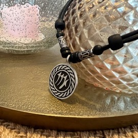 Hana Lima 1 of 12 Zodiac signs on adjustable leather necklace with stainless steel beads, horoscope surfer necklace, Stainless Steel