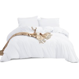 YORKSHIRE BEDDING Single Duvet Cover Set - Soft & Breathable Brushed Microfibre Plain Duvet Cover with Pillow case - Button Closure Quilt Cover Bed Set – White