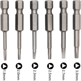 Fixinus 6-Piece Triangular Screwdriver Bit Set, Magnetic S2 Steel Triangular Screwdriver Bits, 1/4 Inch Hexagonal Triangle Drill Bit Δ1.8, Δ2.0, Δ2.3, Δ2.5, Δ2.7, Δ3.0-50 mm Length