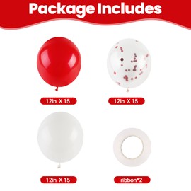 Kids' Party Balloons 50 Pack 12 Inch Premium Latex Balloons - Thickened Party Balloons for Garland, Arch, Birthday, Wedding, Baby Shower Decorations (red-white)
