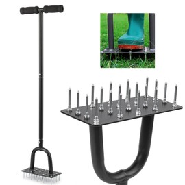 EVYLNORRS Lawn Aerator Spikes Aerating Tool, Manual Yard Aerator Tools, T-Handle with 20 Iron Spikes, Wide Foot Plate, Garden Tool, Revives Lawn Health, Aerators for Lawn Yard & Garden