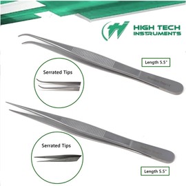 HTI Brand 2 Pcs Surgical Tweezers for Ingrown Hair Precision Sharp Needle Pointed 5.5"
