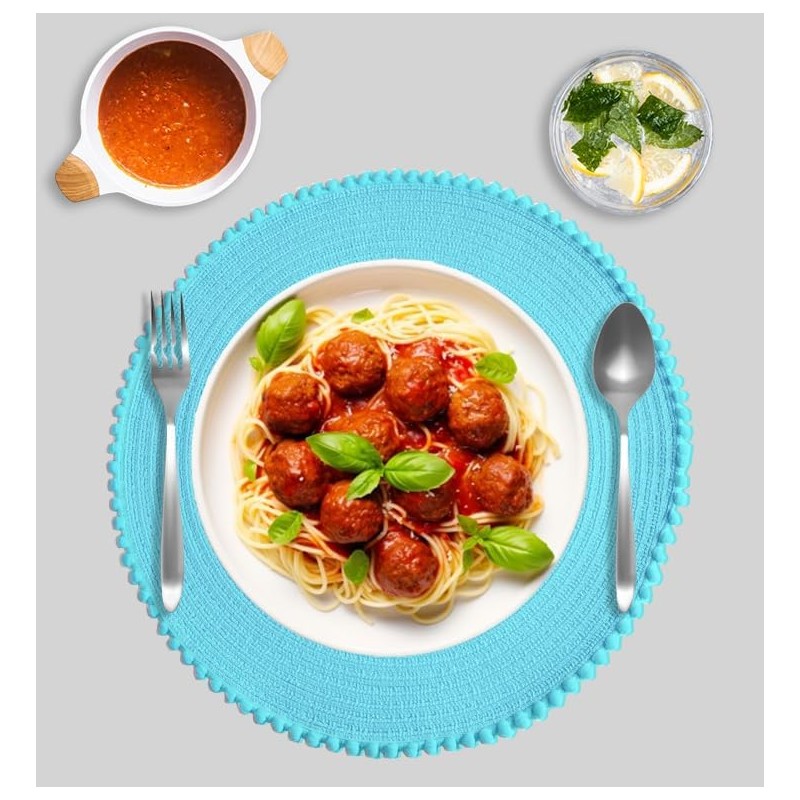 KKTECH Round Braided Placemats Set Of 4 For Dining Table,