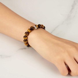 Philip Jones Tiger's Eye Gemstone Charm Stretch Bracelet