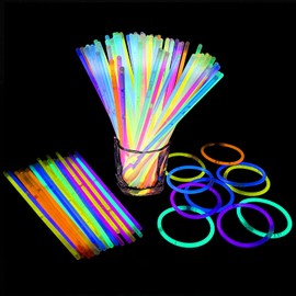 Cymbryxt 120 Pcs Glow Sticks, Glowsticks 20 CM Glow Stick Party Packs with Connectors, Glowsticks Party Pack to Create Glow Stick Necklaces, Glow Stick Bracelets, Glow Sticks Glasses