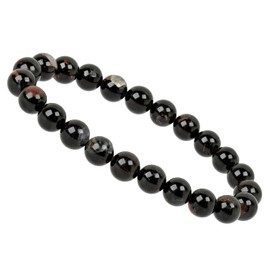 Eledoro PowerBead, Women’s Stretch Bead Bracelet, Made of 8 mm Gemstone Beads, 17 - 18 cm, gemstone, Black