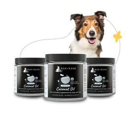 kin+kind Organic Coconut Oil for Dogs & Cats – Natural Pet Supplement for Healthy Skin, Coat & Paws – Cold Pressed Extra Virgin Coconut Oil – Dog Nose Balm for Itchy Skin & Dry Noses – 3 x 8 fl oz