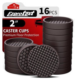 Ezprotekt Non Slip Furniture Pads, 16 Pcs 2" Rubber Caster Cups, Anti Skid Furniture Coasters for Hardwood Floors, No Slide Furniture Gripper, Floor Protector for Bed Couch Stoppers (Brown)
