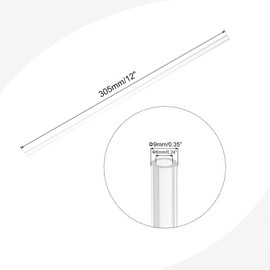 sourcing map Acrylic Pipe Rigid Round Tube Clear 6 mm ID 9mm OD 305mm for Lamps and Lanterns,Water Cooling System